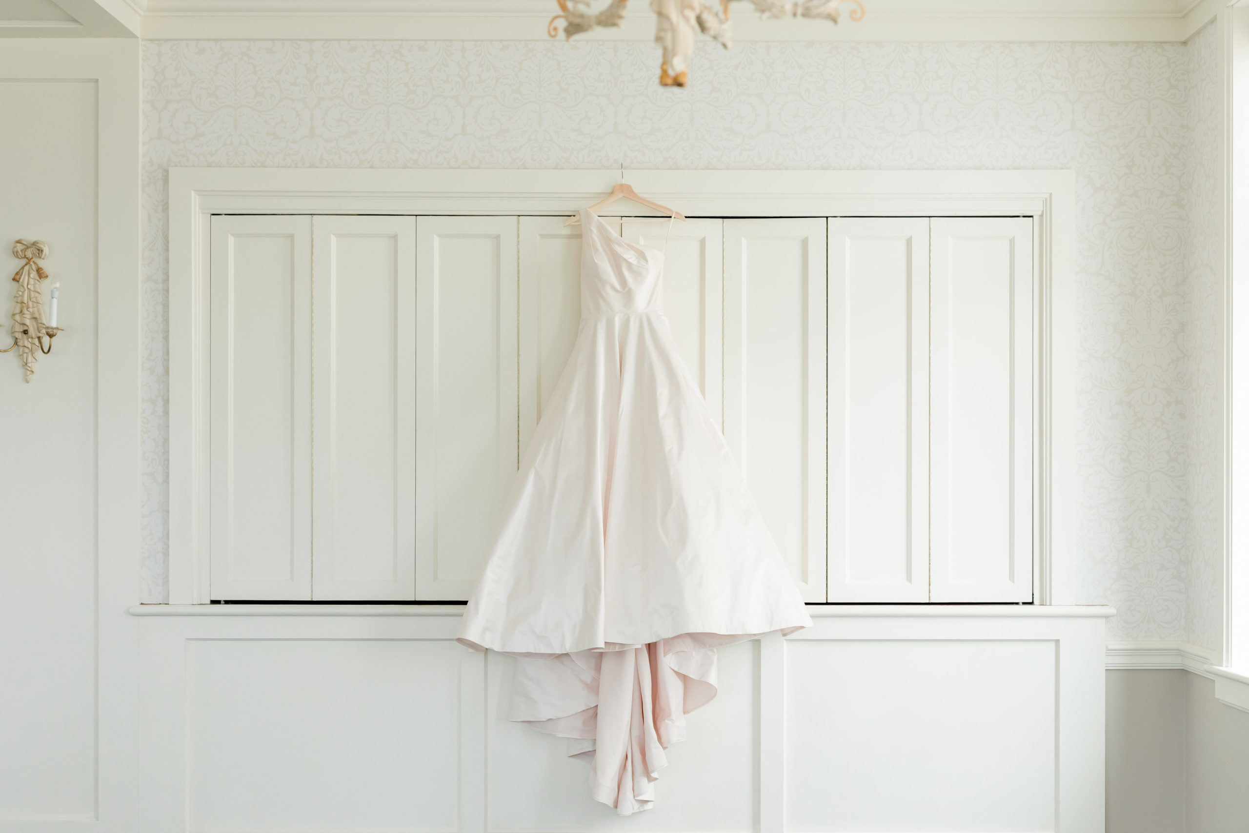 light-pink-one-sleeve-wedding-dress