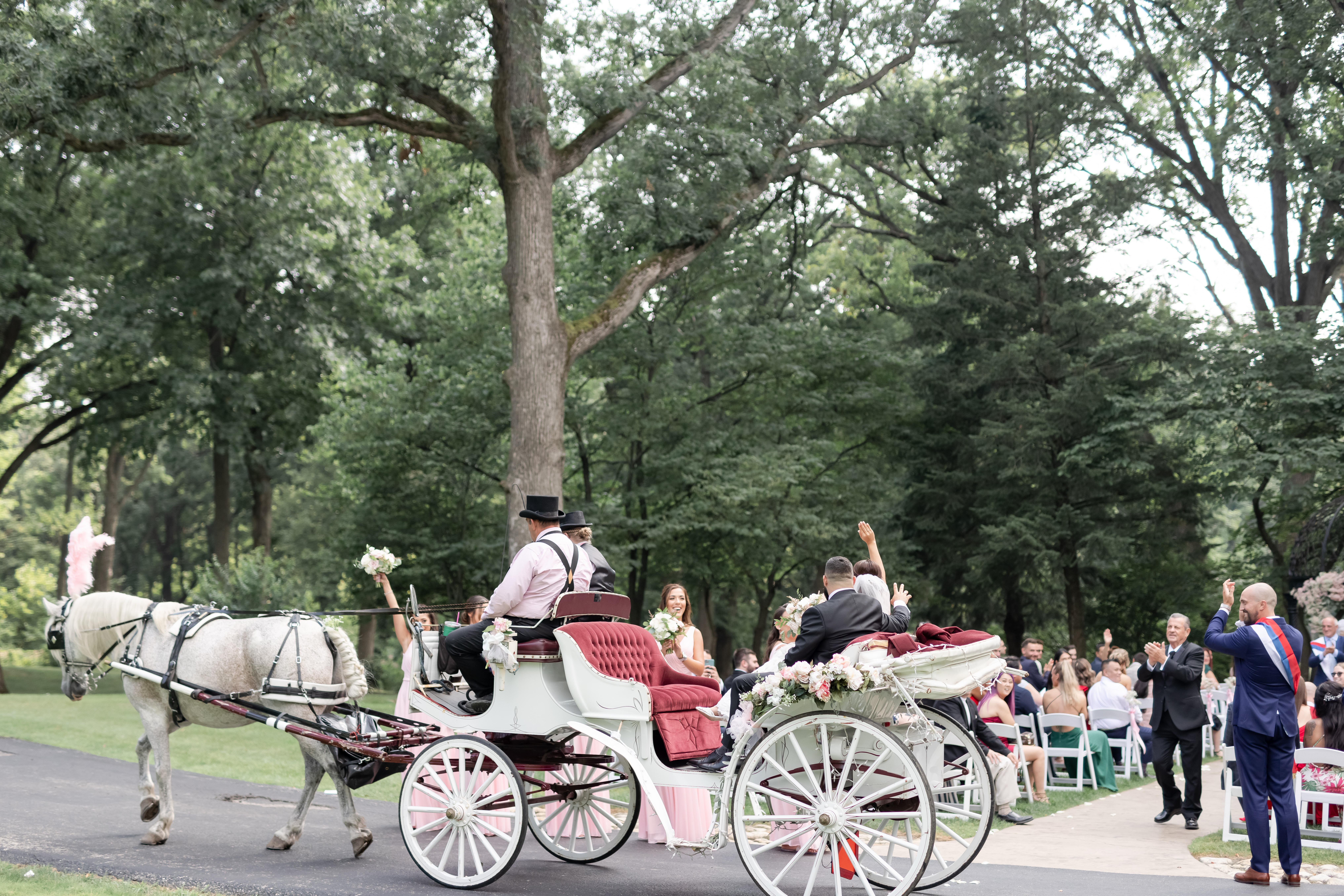 bride-groom-horse-drawn-carriage-ceremony-exit