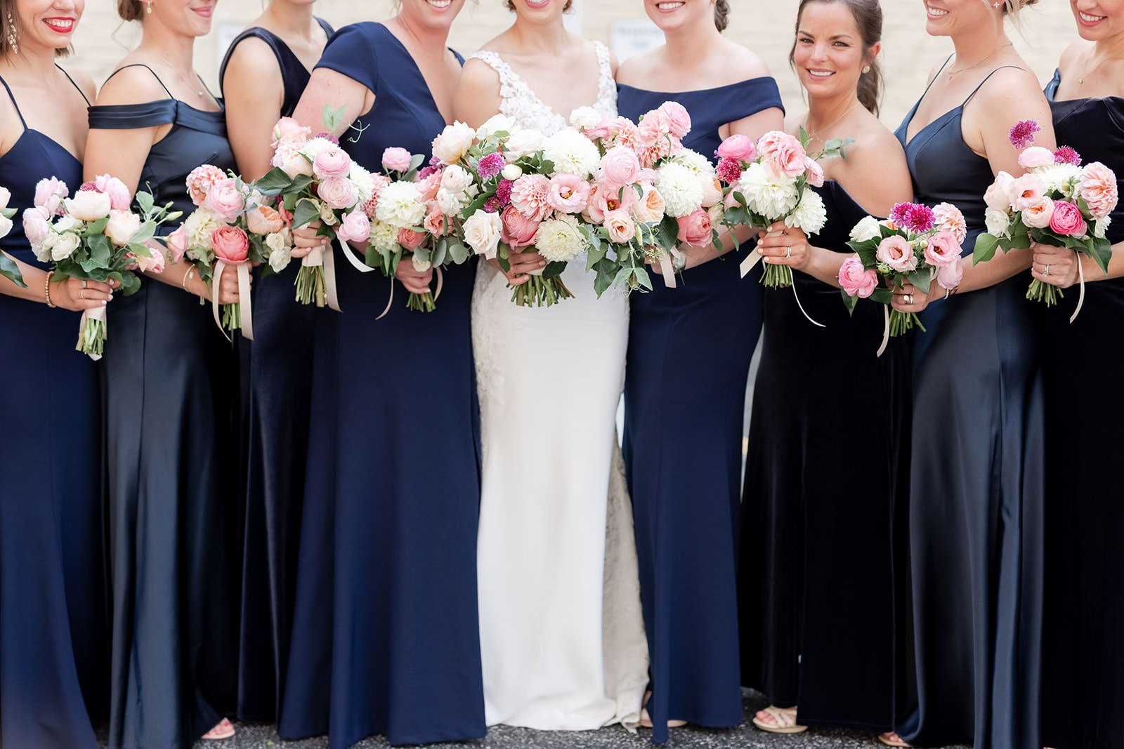 navy-satin-velvet-bridesmaid-dresses