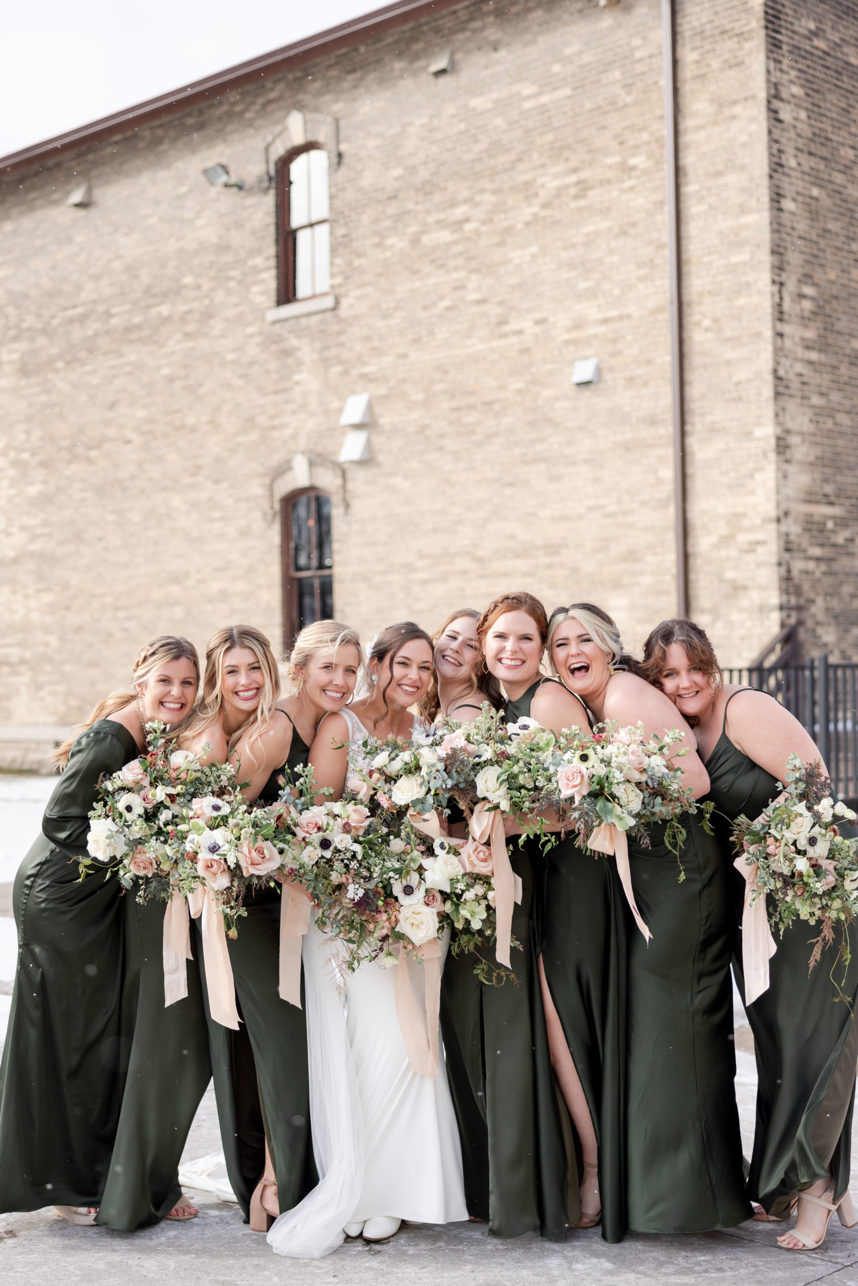 olive-bridesmaid-dresses-lageret-winter-wedding