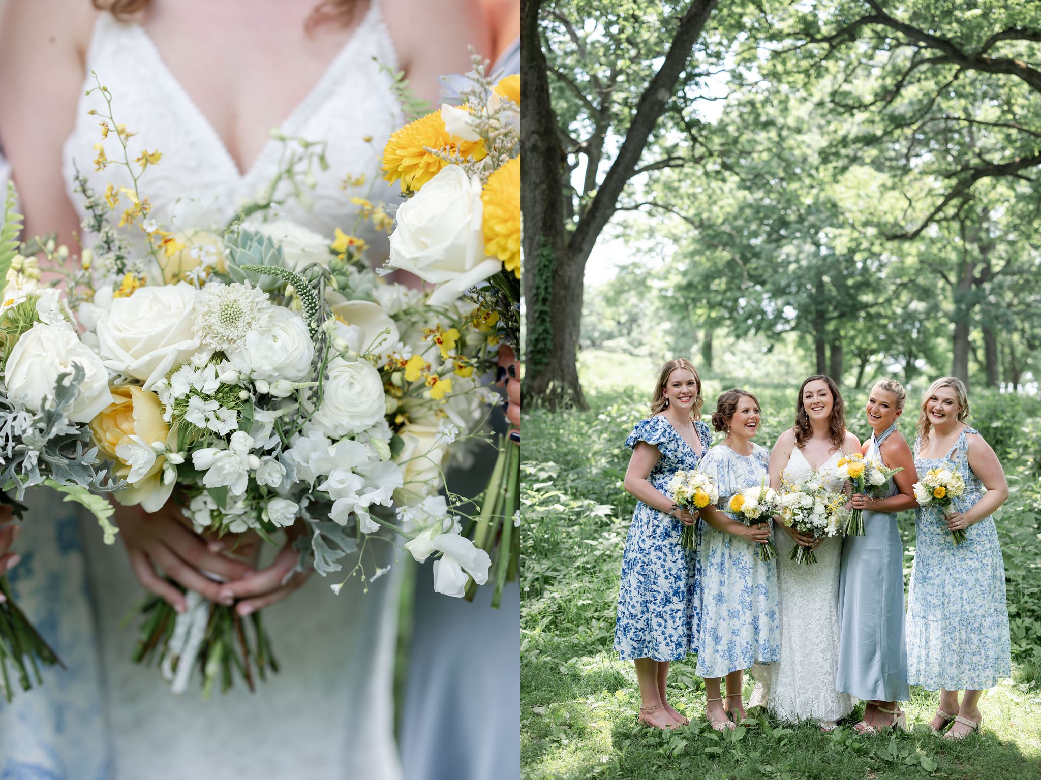 blue-floral-mismatched-bridesmaid-dresses